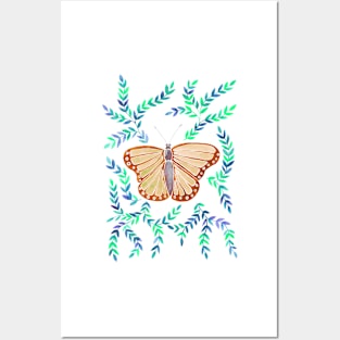 Watercolor Butterfly - Orange Posters and Art